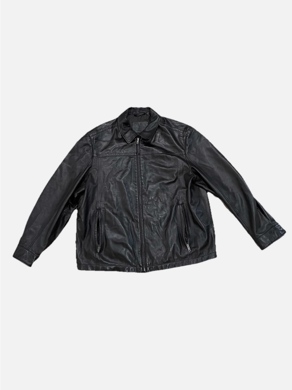Murano Black Leather Bomber Jacket
